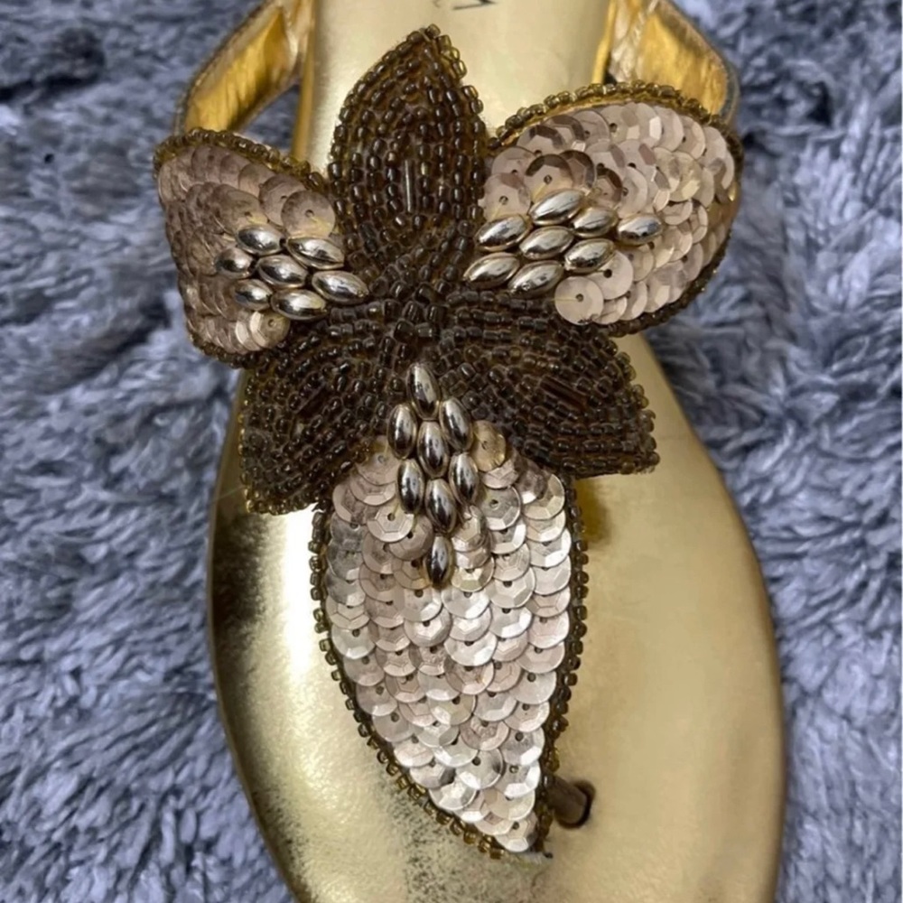 EUC Palm Bay Gold Sequin Sandals (Size 7.5) - Picture 1 of 7